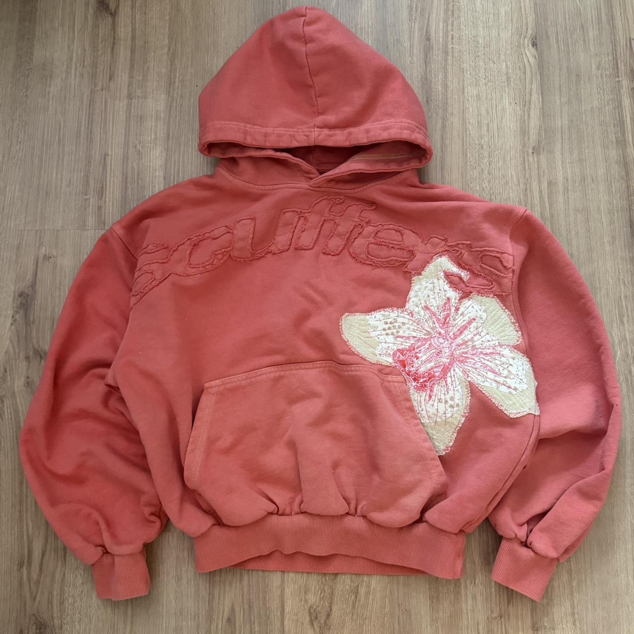 Coral Flower Patchwork Hoodie
