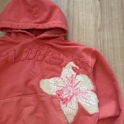 Coral Flower Patchwork Hoodie