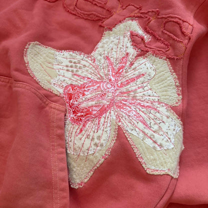 Coral Flower Patchwork Hoodie